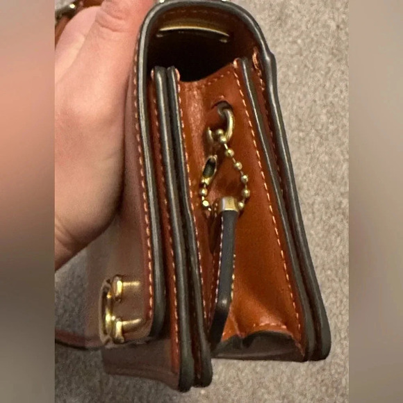Coach Cognac Brown Bandit Shoulder Bag Leather Mini Bag Convertible Crossbody - Picture 7 of 11